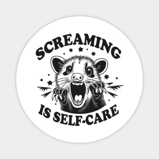 Screaming is Self Care Opossum Shirt, Womens Opossum Tee,Cute Opossum Tee,Opossum Lover Gift, Retro Aesthetic Tee,90s Cute Gift Magnet